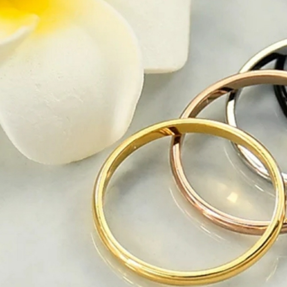 NEW Simple Gold Tone 2mm stackable band ring - Picture 2 of 5